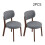 Living And Home 2Pcs Grey Upholstered Dining Chairs, Walnut Rubber Wood Frame Kitchen Side Chairs 1