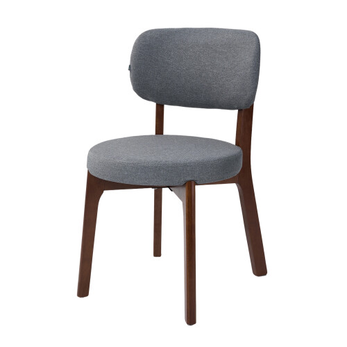 Living And Home 2Pcs Grey Upholstered Dining Chairs, Walnut Rubber Wood Frame Kitchen Side Chairs 1