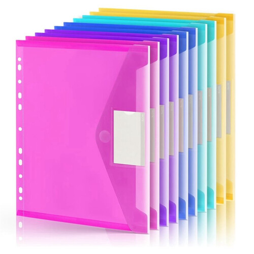 30 Pack File Folders, 11 Ring Plastic Envelopes, Clear Folder for Documents with Label, 3 Ring Binder Pocket Organizer 1