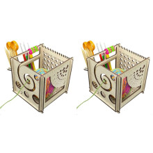 2X All-in-One Wooden Yarn Bowl, Multifunctional Knitting Tool,Wooden Yarn Bowl, Yarn Bowl for Knitting