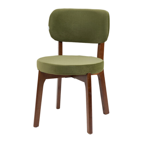 Living And Home 2Pcs Dark Green Upholstered Dining Chairs, Walnut Rubber Wood Frame Kitchen Side Chairs 1