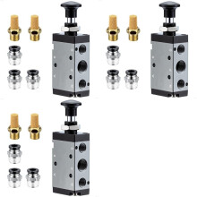 3X Pneumatische Luchthendelklep, 5-Weg 2-Positie 1/4 Inch NPT-Solenoïdeklep met Handmatige Bediening en Directe Aandrijving, Type 4R210-08