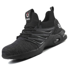 (EUR38, Black Grey) Safety Trainers Adult Steel Toe Cap Work Shoes Hiking Ankle Boots Shoes