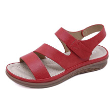(Red, EU 39) Summer Large Size Vintage Wedge Comfortable Women's Sandals