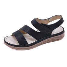 (Black, EU 40) Summer Large Size Vintage Wedge Comfortable Women's Sandals