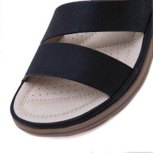 (Black, EU 36) Summer Large Size Vintage Wedge Comfortable Women's Sandals