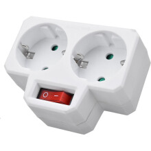 Stekkerdoos voor thuisgebruik met twee standen, aan/uit-schakelaar en hoge veiligheidsnorm, ETL-gecertificeerde adapter, compact minimalistisch