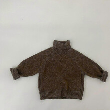 (brown) Milancel 2022 Winter Kids Sweaters Boys Knit Pullover Solid Girls Turtleneck Sweater Kids Knit Wear