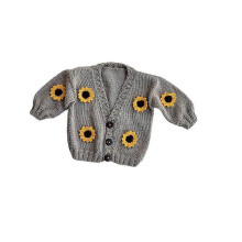 (6-12 M, Grey) Sunflower Design Sweater For Kid's