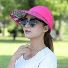 (Rose Red) Women Large Visor Wide Brim Sun Anti-uv Golf Tennis Cap