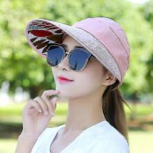 (Pink) Women Large Visor Wide Brim Sun Anti-uv Golf Tennis Cap