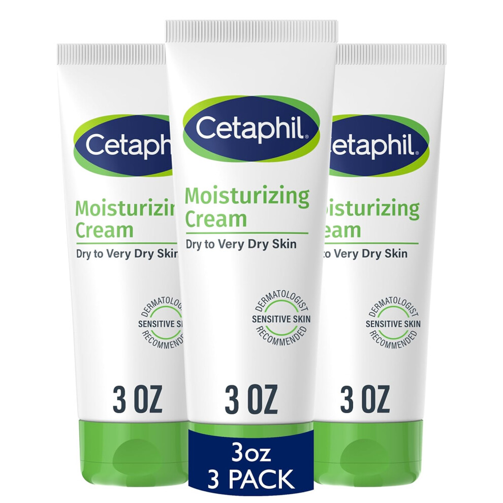 Cetaphil Face & Body Moisturizer, Hydrating Moisturizing Cream For Dry To Very Dry, Sensitive Skin, New 3 Oz Pack Of 3, Non-Comedogenic, Non-Greasy