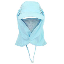 Outdoor Detachable Hat Wide Visor Ear Neck Flap Cover Cap Fishing Hiking Camping(Light blue)