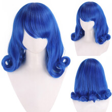 Wig Anime Fairy Tail Cos Sorcerer Character Headgear Party Dress Up Headwear Dark Blue Curled Short Hair