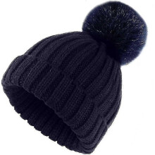 Winter Beanie Hat with Large Faux Fur Bobble Pom Pom Winter Fur Knitted Hat for Outdoor Camping Ski Caps