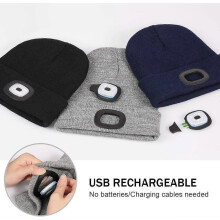 Morttic LED Beanie Hat with Light – Rechargeable Headlamp Cap, Warm Knitted, Compatible with Running/Hiking/Camping (Green)