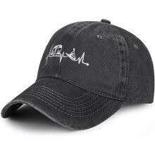 Women's Kayak and Camping Heartbeat Baseball Cap, Adjustable Vintage Distressed Washed Hat for Men Women