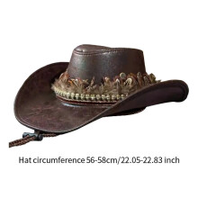 (56cm To 58cm, Coffee) Western Cowboy Hat Casual Sunshade Hat for Camping Stage Performance Cosplay Black