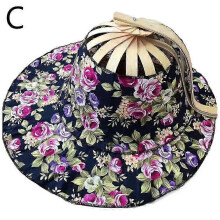 (Style3) Bamboo Fan Foldable Sun Hat Wide Brim for Travel Outdoor Sports Camping