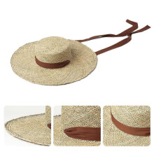 (White strap) Straw for Sun Hat for Women Outdoor Activities Long Ribbon Large Brim for Sun Cap UV for Protection for Summer Beach Sea White strap