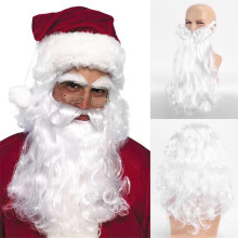 (B) Santa Claus Wig Suit Christmas Party Play The Role of Headwear White Beard Christmas Festival Perform Accessory Long Curly Hair