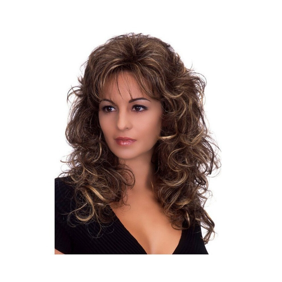 Stoyotu (C) Woman No Bangs Long Straight Hair Stage Headgear Gradient Partial Notch Long Style Wig Evening Party Headwear Long Curly Hair