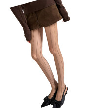 Collants à motifs pour femmes, bas, collants cœur,-Os marron