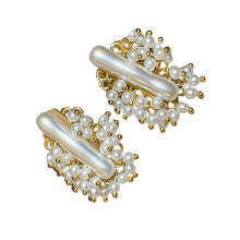 Fijne Bloem Parels Oorbellen Legering Mode Accessoires Feest-26