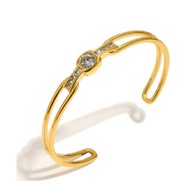 Fashionable Bangle For Women With Zircon Accent Stainless Steel
