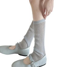Elegant Ruffled Footless Socks Stretchy Ribbed-Light blue os