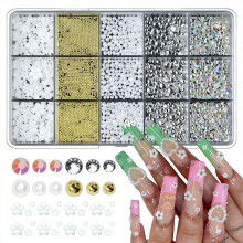 15 Grid Lightweight Resin Nail Art Embellishments In Trendy-02