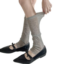 1 Pair Stretch Knitted Footless Socks Breathable-Light gray os