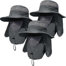 3 Pack Mens Outdoor Wide Brim Fishing Hat.upf 50+ Sun Protection Cap with Face