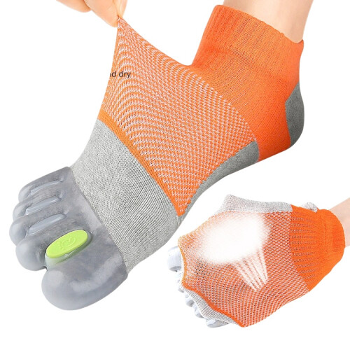 Adjustable Toe Separator Socks - Bunion Corrector & Toe Alignment Grey+Orange 2