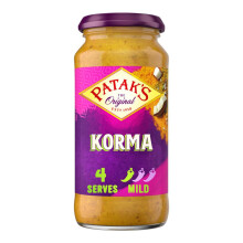 Pataks Korma Curry Sauce 450g | Mild Spice | Serves 4 | Authentic Indian Simmer/Cooking Sauce