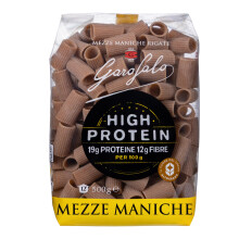 Garofalo High Protein Mezze Maniche Pasta, Premium Durum Wheat Semolina, 19 g Protein & 12 g Fibre per 100 g, Italian Made, 500 g