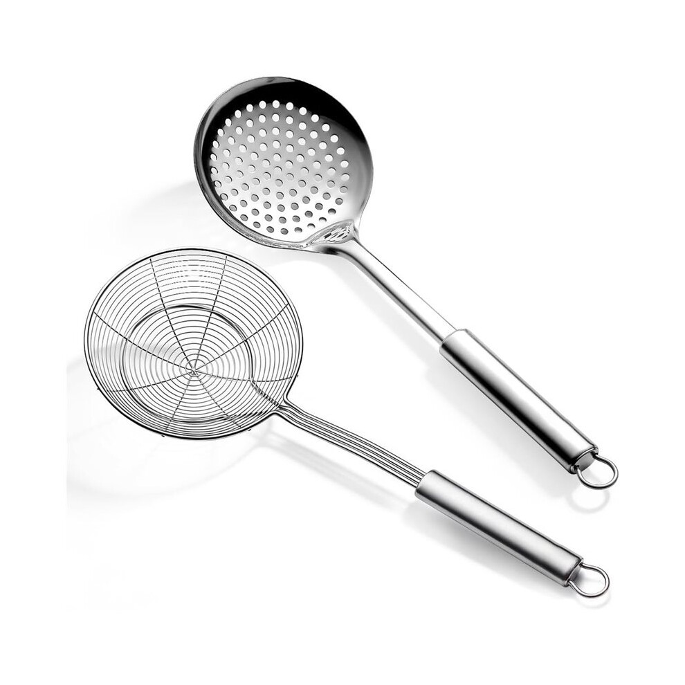 Spider Strainer Skimmer Ladle 2Pcs,Stainless Steel Kitchen Skimmer Slotted Spoons For For Straining Pasta/Cooking/Frying 6031619204651