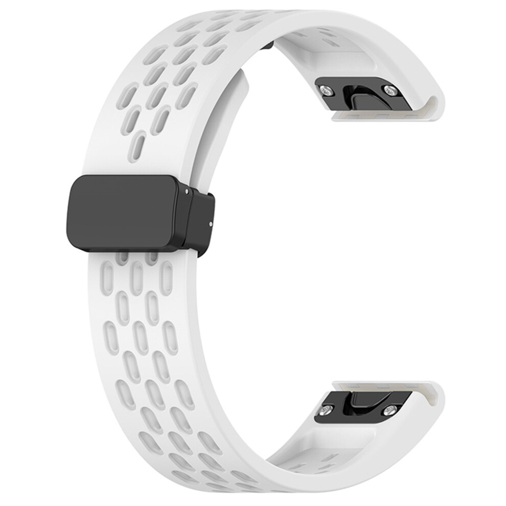 Photos - Watch Strap  22mm Silicone Watch Band With Folding Buckle For Garmin Fenix 7/Fenix 7Pro(White)