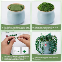 Green Glass Beaded Plant Kit, Forever Plant Beaded Leaf Flower Beads for Plant Jewelry Making and DIY Crafts