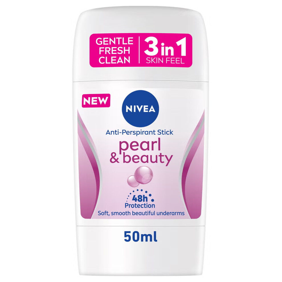 Nivea Pearl & Beauty Antiperspirant Deodorant Stick (50ml) 48H Underarm Protection with Precious Pearl Extracts