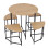 Living And Home 5 Piece Round Oak Wood Grain Dining Set with 4 Sector Space Saving Stools 3