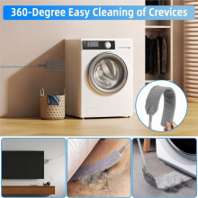 Extendable Dust Cleaning Artifact Flat Dust Cleaner with Stainless Steel Telescopic Rod and 4 Washable Cloths