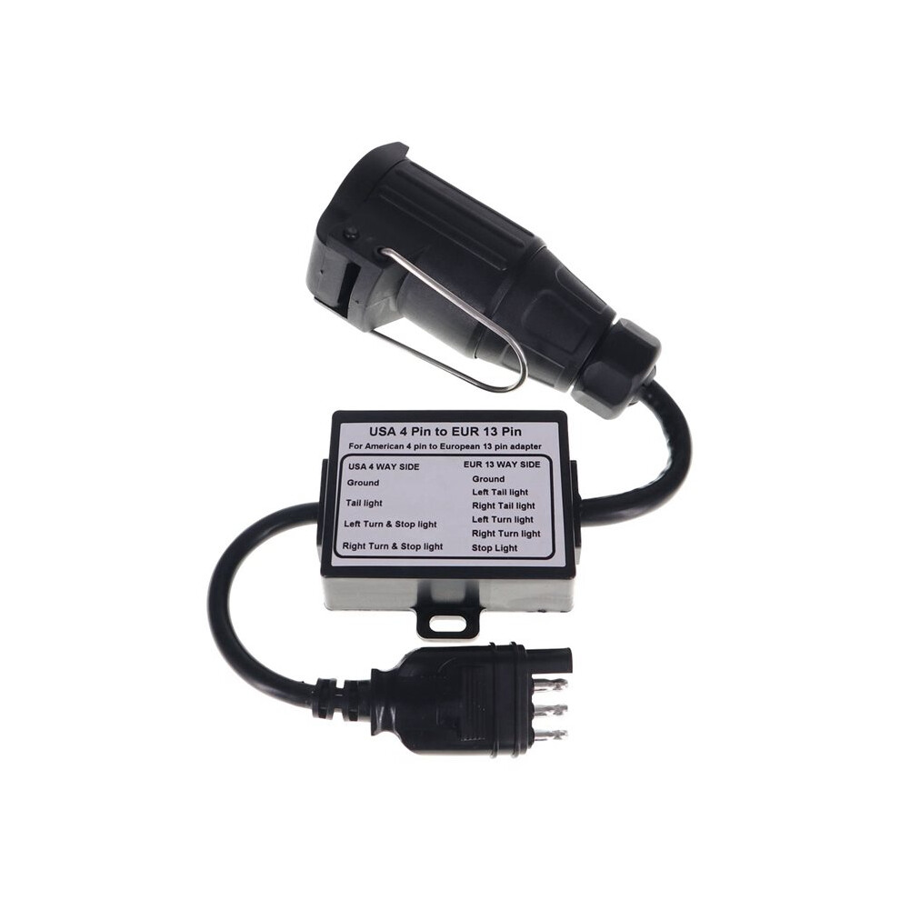 New Trailer Connector Us 4-Pin Flat Plug To Eu 13-Pin Portable Trailer Circuit Wiring Converter Trailer Connector Light 6032006652406