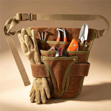 Pochette à Outils de Jardinage pour la Taille, Ceinture à Outils en Toile Sans les Mains avec 6 Poches - Tablier Ajustable pour Plantoir, Sécateur