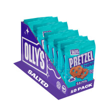 Olly's Pretzel Thins, Salted, 35g (Pack of 10), Handy Snack Pouches, Healthy Plant-Based Vegan Snacks for Dipping, Low Calorie Snacks, Low Fat
