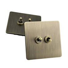 5 PCS Retro Eu Metal Wall Toggle Light ,2 Gang 2Way Bronzed Antique Stainless Steel Wall Panel
