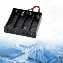 4 Slot 18650 Battery Holder with Wire Lead Black 18650 Battery Storage Box Case for 18650 3.7V Battery
