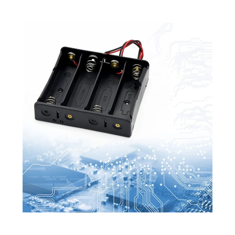 4 Slot 18650 Battery Holder With Wire Lead 18650 Battery Storage Box Case For 18650 3.7V Battery Black 6031372997401