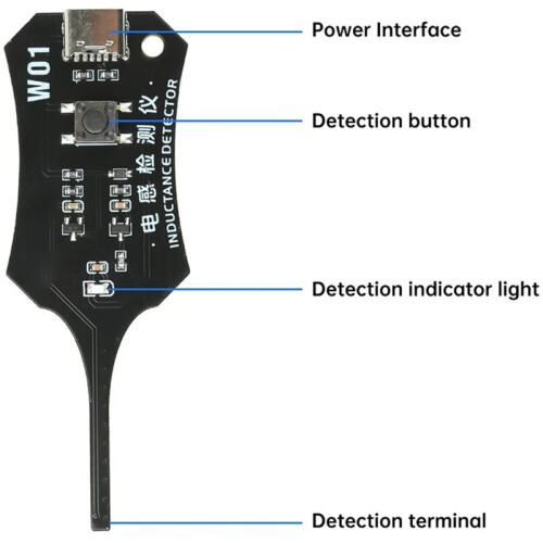 5Pcs W01 Type-C Inductance Tester Electromagnetic Induction Motherboard Coil Detector Tool for Rapid Troubleshooting 1