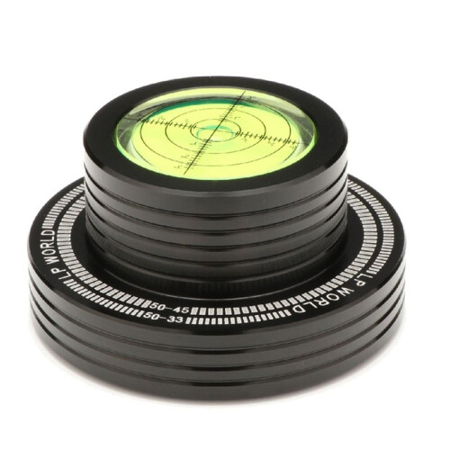 Vinyl Clamp LP Disc Stabilizer 50Hz Record Weight Stabilizer with Turntable Level and Strobe Scale for Phonograp Black